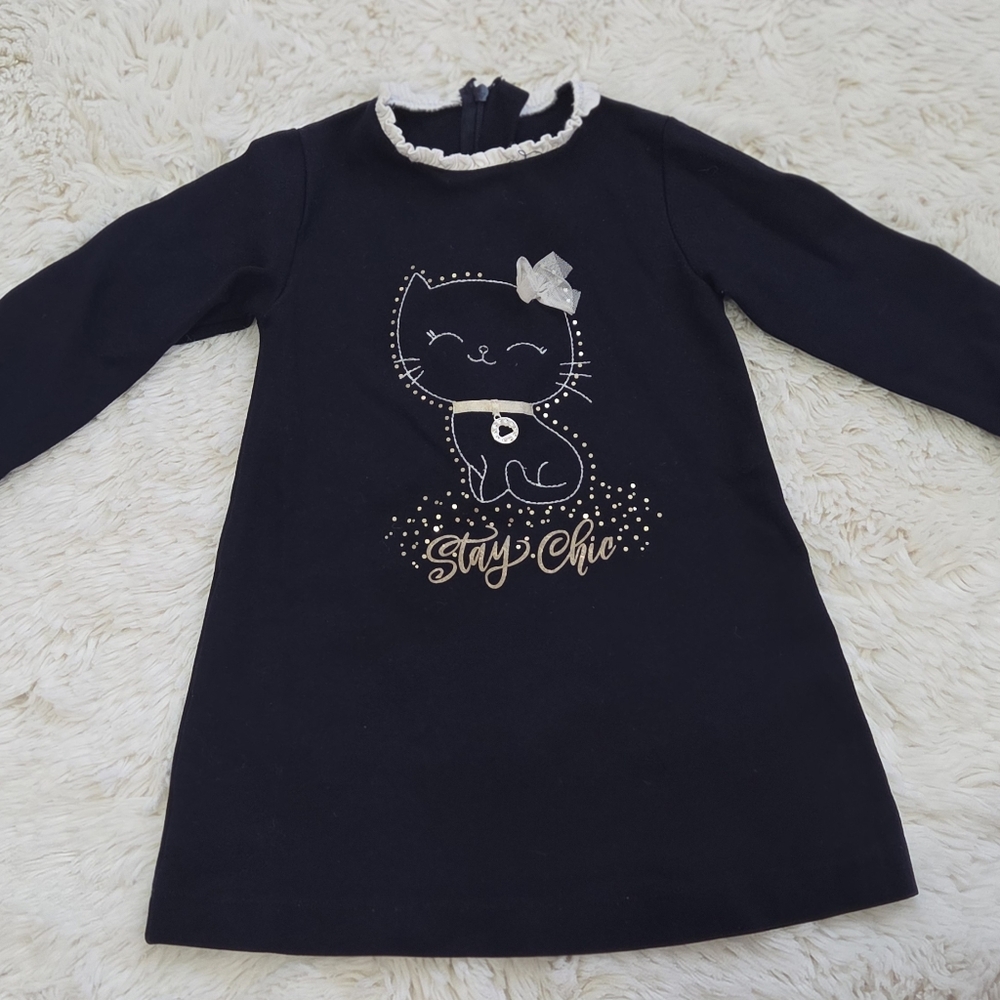 Mayoral Navy Dress with Cat Design